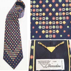 VITALIANO PANCALDI Men's Silk Neck Tie Geo Pattern Scarf Italy Luxe Rare